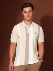 U.S. Polo Assn. Men Striped Polo Collar Cotton Slim Fit T-shirt
