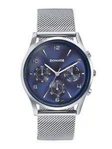 Sonata Wedding Edit Men Dial & Stainless Steel Straps Analogue Watch 77140SM02