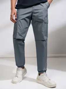 HIGHLANDER Men Ripstop Dobby Solid Elasticated Relaxed Fit Convertible Pant