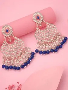 Lyriss Gold-Plated Artificial Beaded Contemporary Shaped Jhumkas