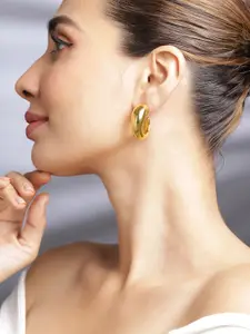 Rubans Voguish 
18KT Gold-Plated Stainless Steel Tarnish-Free Waterproof Hoop Earrings