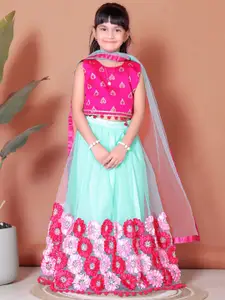 BAESD Girls Woven Design Lehenga With  Blouse And Dupatta
