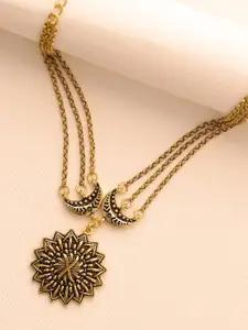 Voylla Woven Wonder Enterwined Brass Gold-Plated Oxidised Necklace