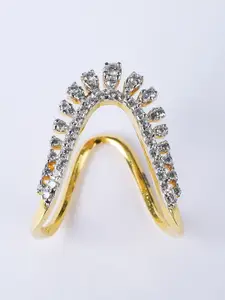Sica Jewellery Gold-Plated Cubic Zirconia Studded Finger Ring