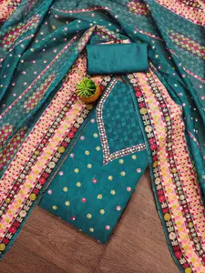 MANVAA Embellished Organza Unstitched Dress Material