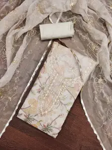 MANVAA Embellished Organza Unstitched Dress Material