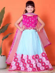 BAESD Girls Woven Design Lehenga With  Blouse And Dupatta