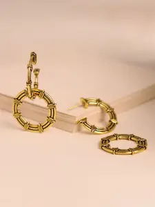 Voylla Gold-Plated Circular Detachable Statement Drop Earrings