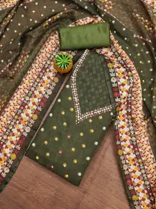 MANVAA Embellished Organza Unstitched Dress Material