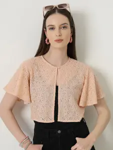 Style Quotient Round Neck Open Front Shrug