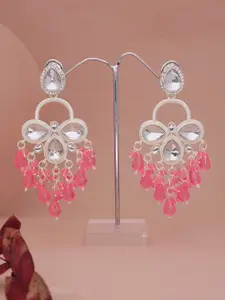 Lyriss Silver-Plated Artificial Beaded Contemporary Shaped Jhumkas