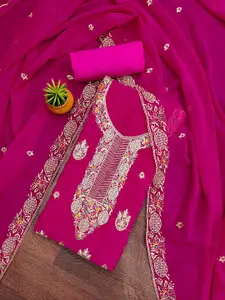 MANVAA Embellished Organza Unstitched Dress Material