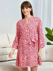 DressBerry Print Crepe A-Line Mini Dress