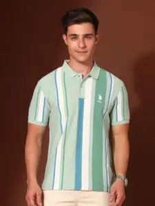 U.S. Polo Assn. Men Striped Polo Collar Cotton Slim Fit T-shirt