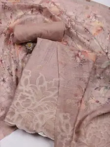 Meena Bazaar Floral Woven Design Linen Unstitched Dress Material