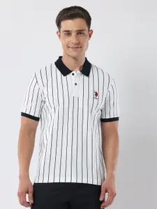 U.S. Polo Assn. Men Striped Polo Collar Cotton Slim Fit T-shirt