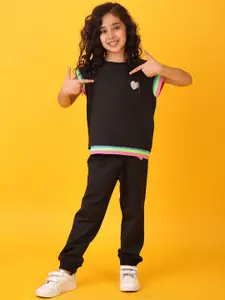 Anthrilo kids Girls Interlock Rib T-Shirt Jogger Clothing Set