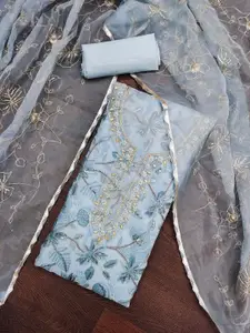 MANVAA Embellished Organza Unstitched Dress Material