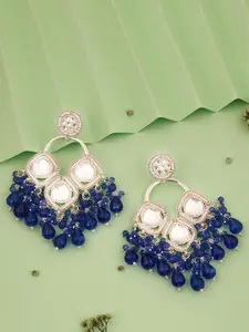 Lyriss Gold-Plated Artificial Beaded Contemporary Shaped Jhumkas