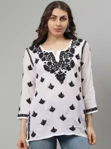 Seva Chikan Ethnic Motifs Embroidered Chikankari Modal Handloom Chikankari Kurti