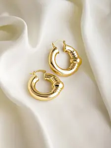 Rubans Voguish 
18k Gold-Plated Oval Stainless Steel Tarnish Free Waterproof Earrings