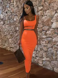 StyleCast Square Neck Sleeveless Crop Top With Skirt