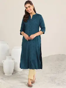 Libas Ethnic Motifs Printed Round Neck Straight Long Kurta