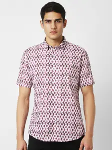 V Dot Men Slim Fit Opaque Printed Party Shirt