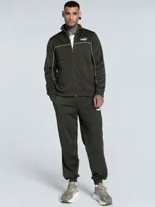 Puma Men Piping Brand Logo Printed Mid-Rise Tracksuit