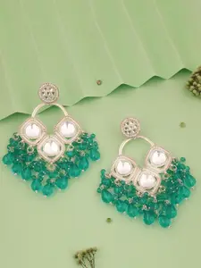 Lyriss Silver-Plated Artificial Beads Contemporary Jhumkas