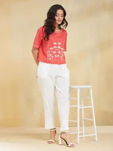 Fabindia Women Floral Embroidered Cotton Top