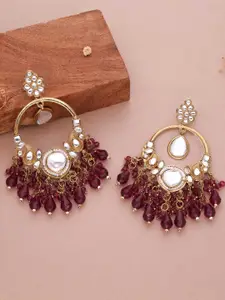 Lyriss Gold-Plated Artificial Beads Contemporary Jhumkas