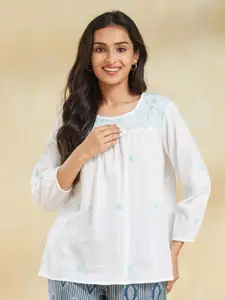 Fabindia Embroidered Cotton Top