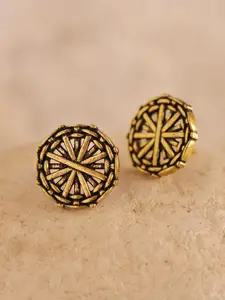 Voylla Woven Wonder Enterwined Gold-Plated Quirky Studs Earrings