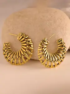 Voylla Gold-Plated Oxidised Quirky Half Hoop Earrings