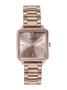 Sonata Women Stainless Steel Bracelet Style Straps Analogue Watch 87084WM01