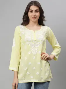 Seva Chikan Ethnic Motifs Embroidered Chikankari Handloom Chikankari Kurti
