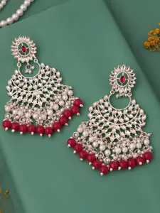 Anouk Gold-Plated Artificial Stones And Beaded Classic Shaped Jhumkas