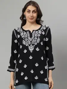 Seva Chikan Ethnic Motifs Embroidered Chikankari Modal Handloom Chikankari Kurti