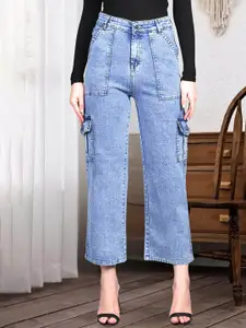 DressBerry Women Comfort Straight Fit High-Rise Light Fade Acid Wash Stretchable Jeans