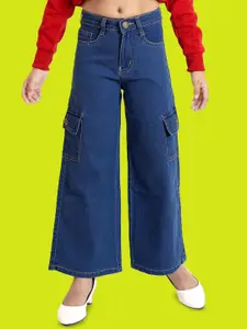 ADBUCKS Girls Wide Leg High-Rise Highly Distressed Stretchable Jeans