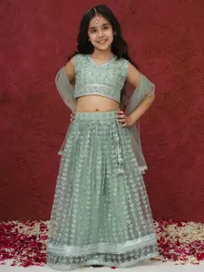 Aj DEZInES Girls Embellished Sequinned Ready to Wear Lehenga & Blouse With Dupatta