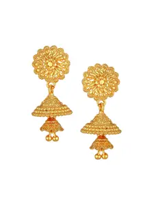 DIVASTRI Gold Plated Dome Shaped Jhumka Earrings