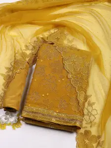 Meena Bazaar Floral Embroidered Sequinned Organza Unstitched Dress Material