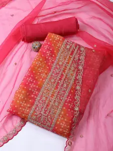 Meena Bazaar Printed Organza Unstitched Dress Material