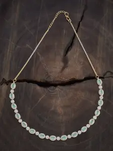 Kushal's Fashion Jewellery Gold Plated Zircon Embellished Bridal Oval Shaped Drop Earrings