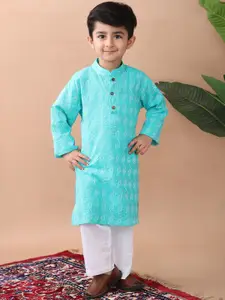 Sangria Boys Printed Pure Cotton Kurta With Pyjama