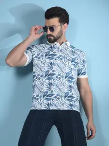 Crimsoune Club Men Printed Polo Collar Raw Edge Slim Fit T-shirt