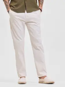Snitch Men Snitch Light Beige Mid-Rise Slim Fit Trouser