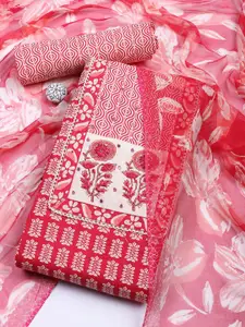 Meena Bazaar Floral Printed Art Silk Unstitched Dress Material